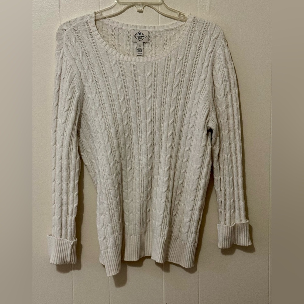 St. John's Bay Cream Cable-Knit Scoop Neck Sweater